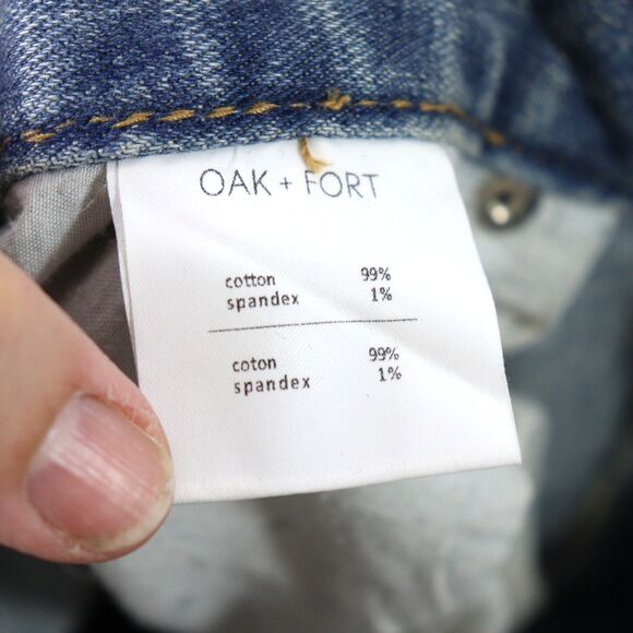 EC OAK + FORT High rise Boot Cut slit frayed raw hem Jeans size L - Picture 5 of 5